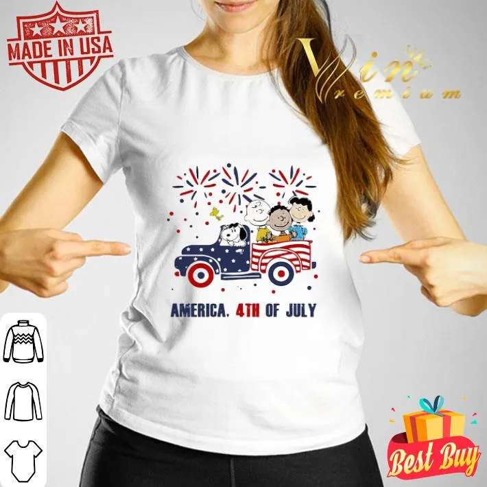 The peanuts characters driving car fire america 4th of july independence day shirt