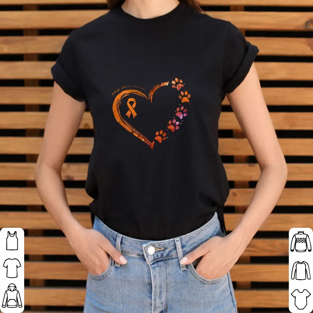 Love Multiple Sclerosis Awareness heart paws shirt Love Multiple Sclerosis Awareness heart paws shirt 3