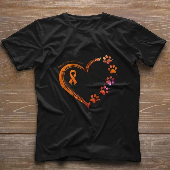 Love Multiple Sclerosis Awareness heart paws shirt Love Multiple Sclerosis Awareness heart paws shirt 1