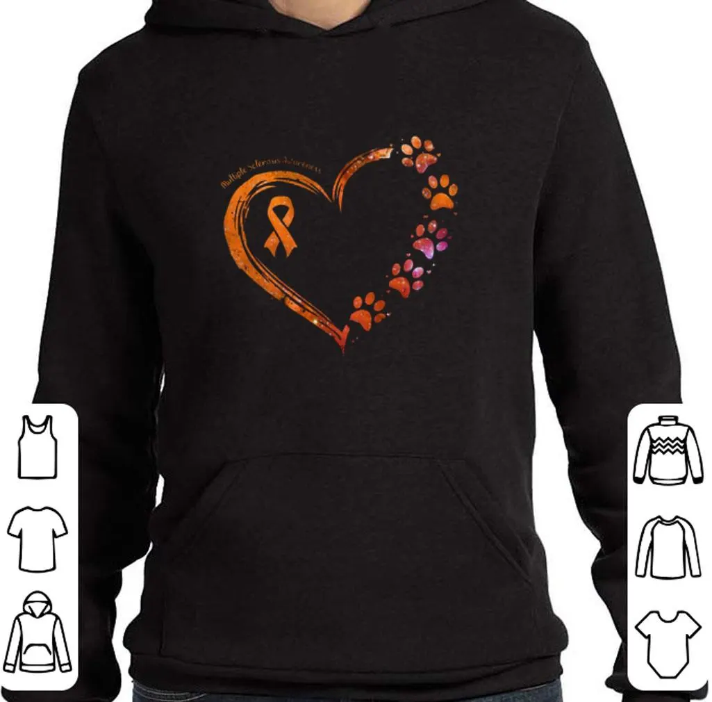 Love Multiple Sclerosis Awareness heart paws shirt 3 Love Multiple Sclerosis Awareness heart paws shirt