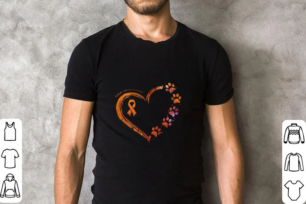 Love Multiple Sclerosis Awareness heart paws shirt Love Multiple Sclerosis Awareness heart paws shirt 2